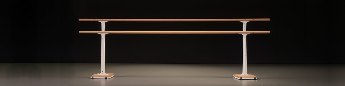 Freistehende mobile PRO Ballettstange mit Doppelholm für professionelle Tanzstudios