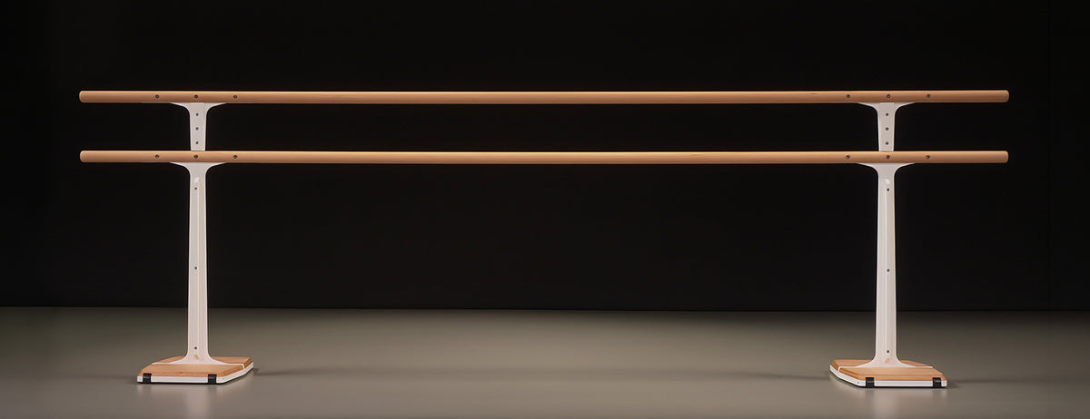 Freistehende mobile PRO Ballettstange mit Doppelholm für professionelle Tanzstudios